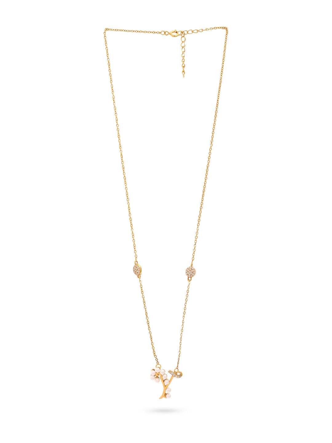 Pearl Gold-plated Charming 'Y' Alphabet 925 Sterling Silver Pendant For Women