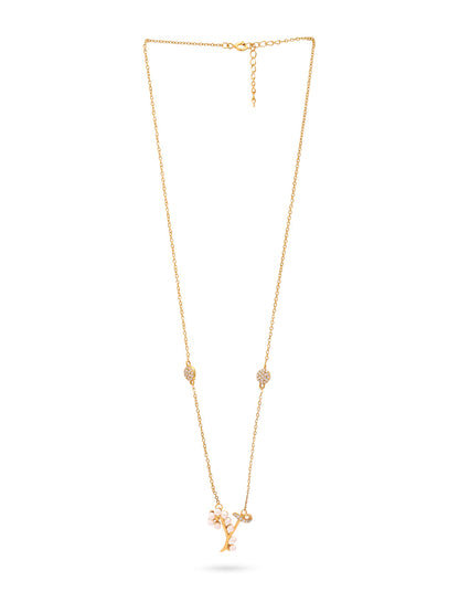 Pearl Gold-plated Charming 'Y' Alphabet 925 Sterling Silver Pendant For Women