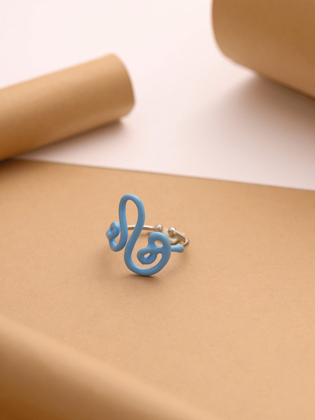 Blue Enamel Music Inspired Ring
