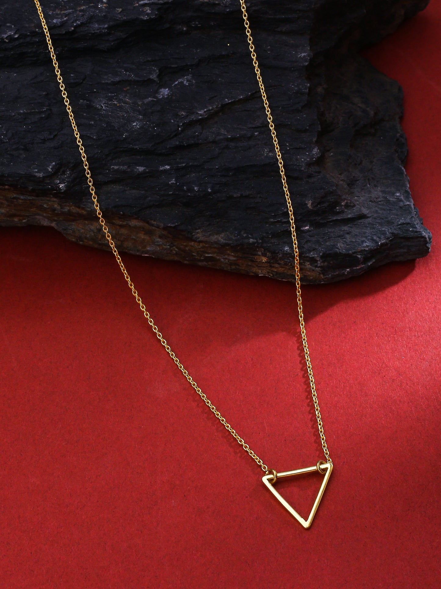 24K Gold Plating Geometric Triangles Elysian 925 Sterling Silver Pendant For Women