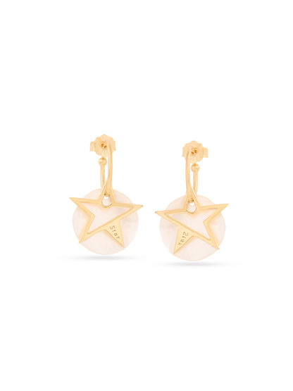Syra 24k Gold Star Mother of Pearl Hoop Earrings For Women