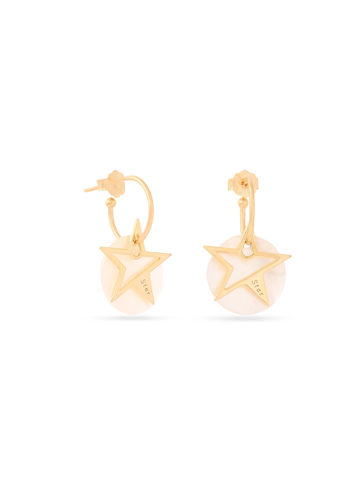 Syra 24k Gold Star Mother of Pearl Hoop Earrings For Women