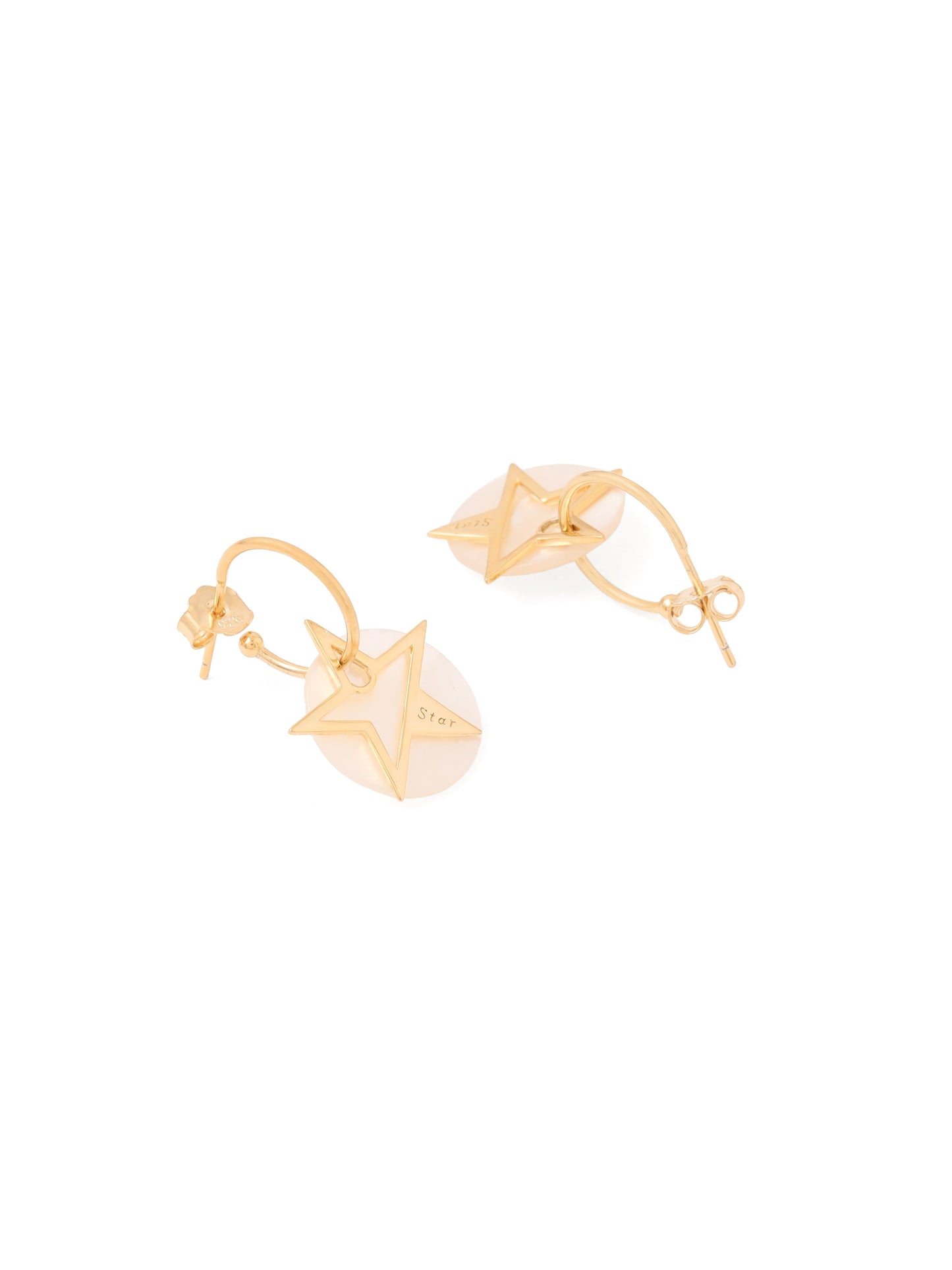Syra 24k Gold Star Mother of Pearl Hoop Earrings For Women