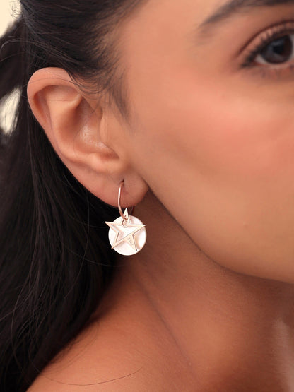 Syra 24k Gold Star Mother of Pearl Hoop Earrings For Women