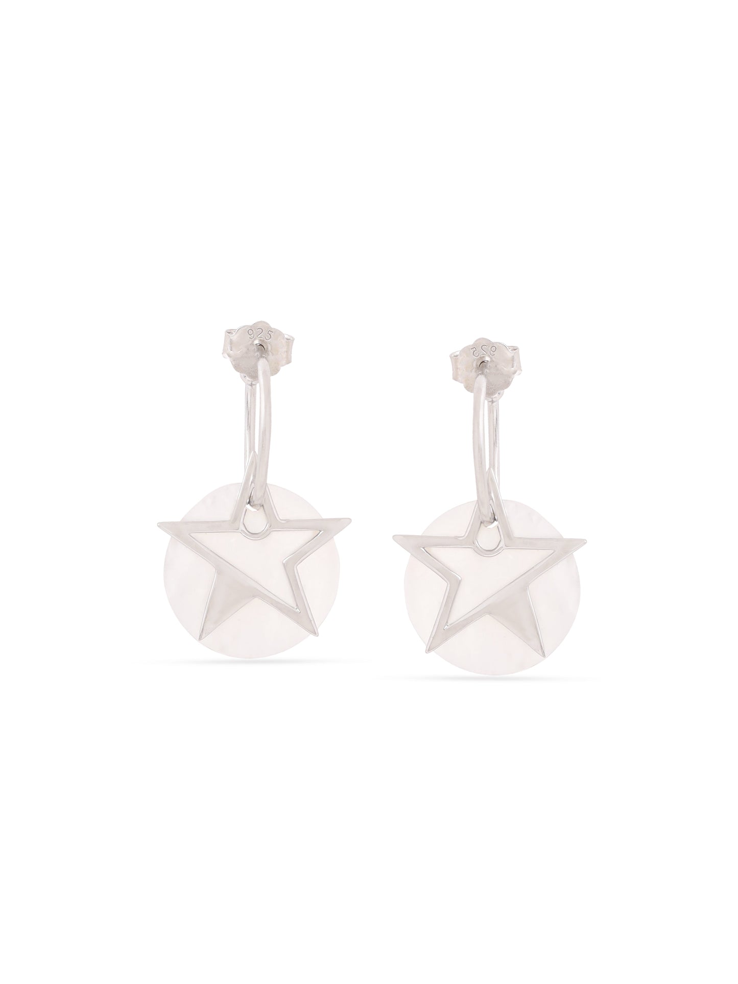 Syra 24k Gold Star Mother of Pearl Hoop Earrings For Women