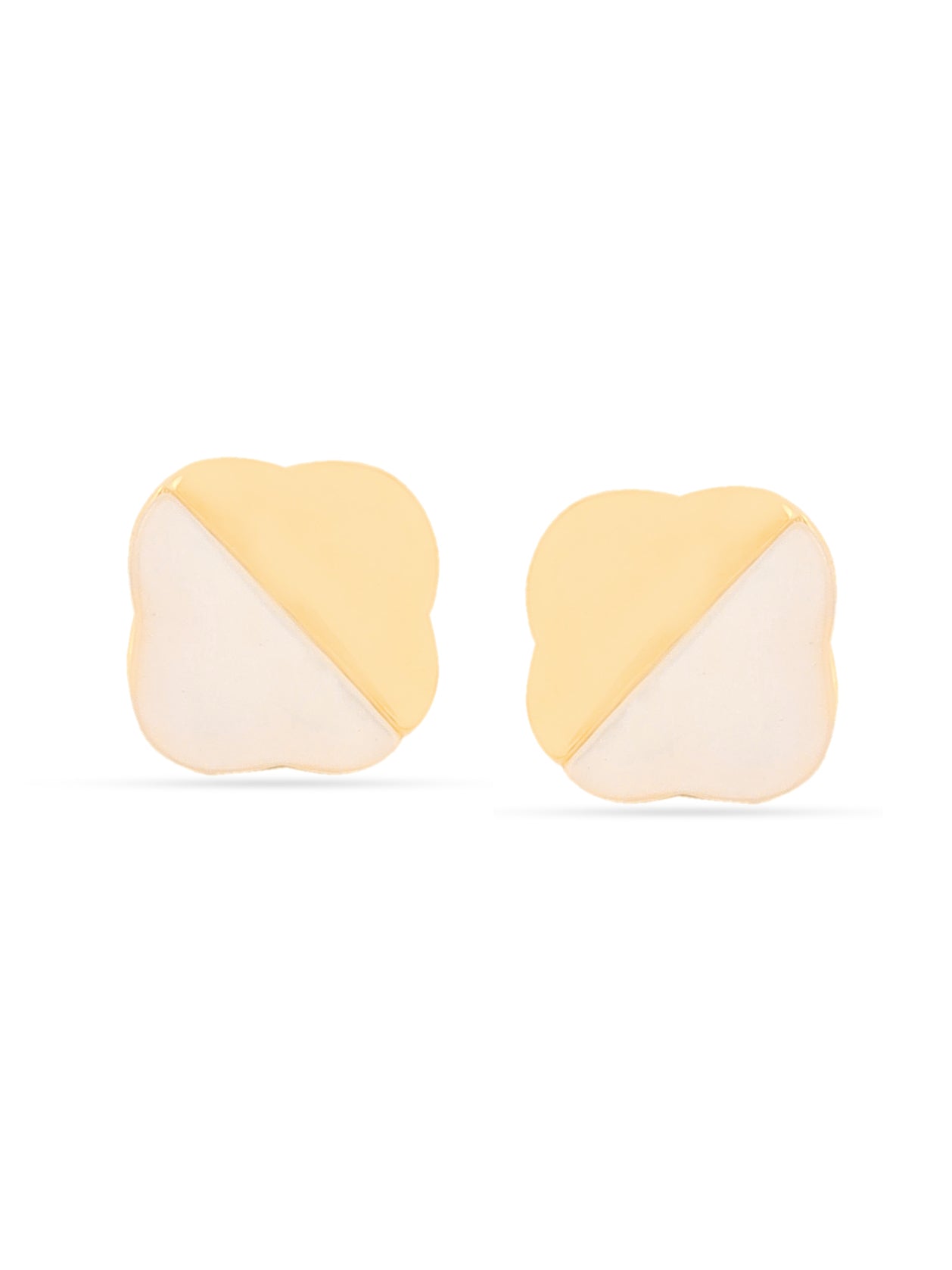 Syra Lucky Clover 24k Gold Mother of Pearl Stud Earrings For Women