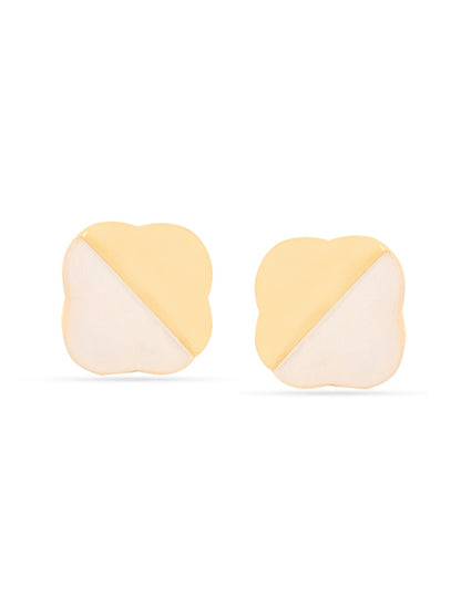 Syra Lucky Clover 24k Gold Mother of Pearl Stud Earrings For Women