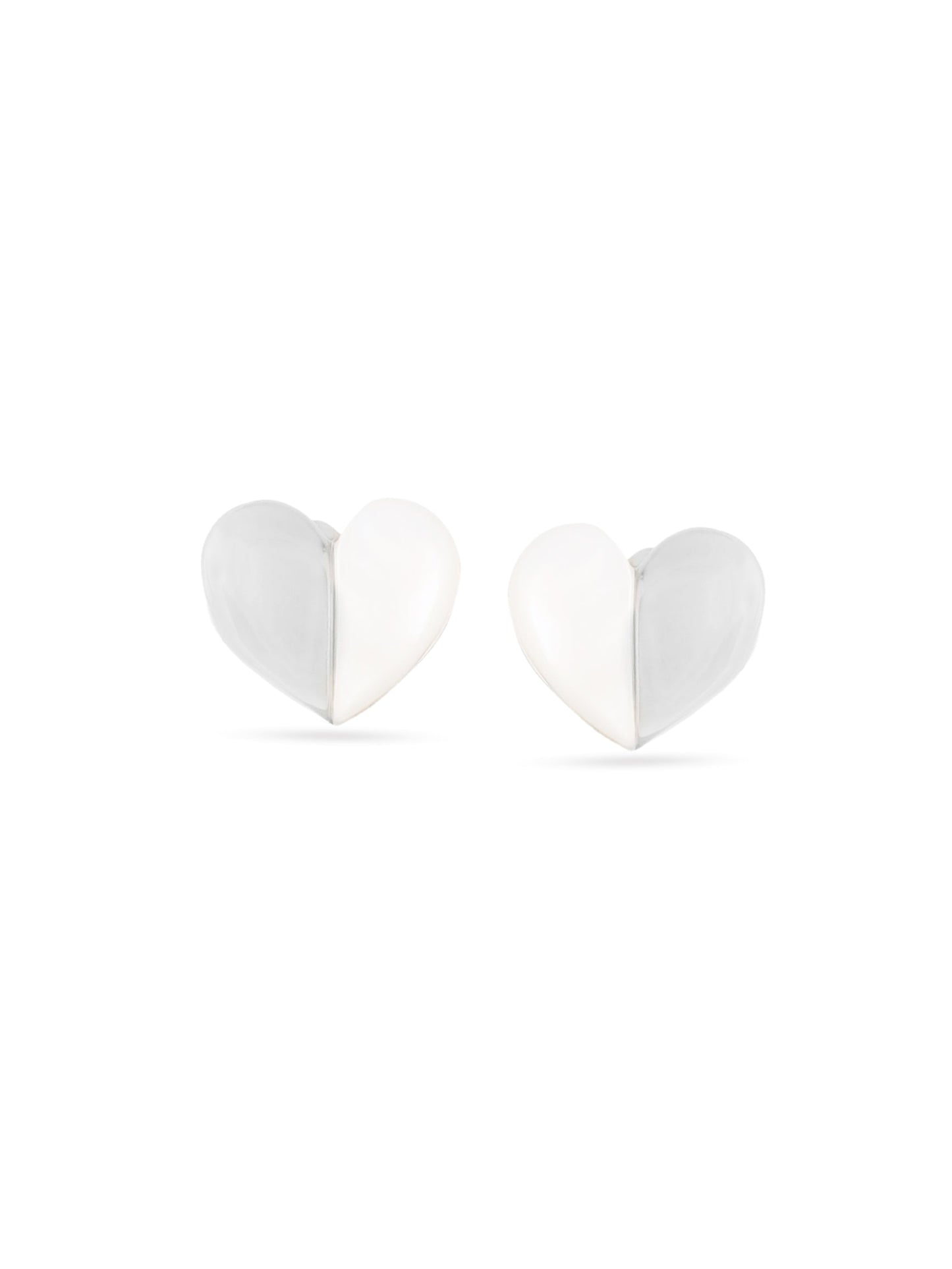 Syra Rhodium Heart-Shaped Mother of Pearl Stud Earpieces For Women