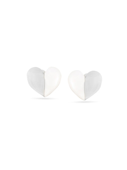 Syra Rhodium Heart-Shaped Mother of Pearl Stud Earpieces For Women