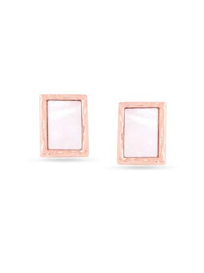 Geometric Mother of Pearl Syra Rose Gold 925 Sterling Silver Stud Earrings For Women