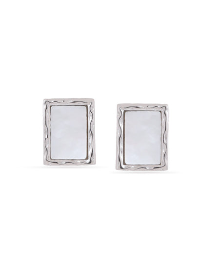 Geometric Mother of Pearl Syra Rose Gold 925 Sterling Silver Stud Earrings For Women