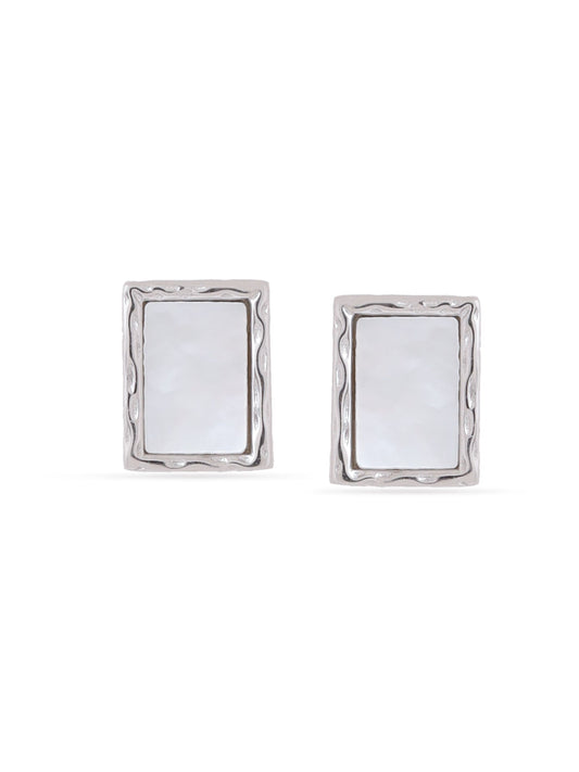 Geometric Mother of Pearl Syra Rose Gold 925 Sterling Silver Stud Earrings For Women