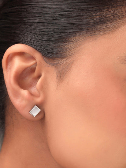 Geometric Mother of Pearl Syra Rose Gold 925 Sterling Silver Stud Earrings For Women