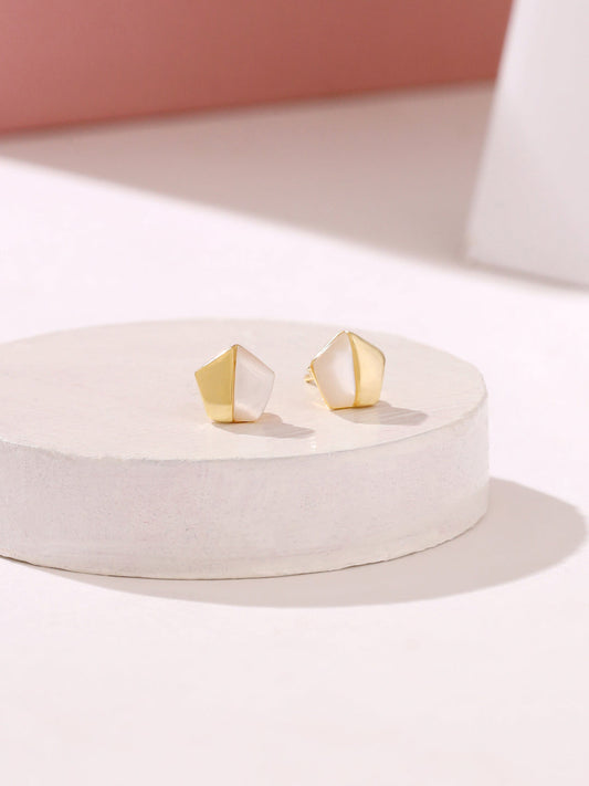 Gold Star Mother Of Pearl Earrings