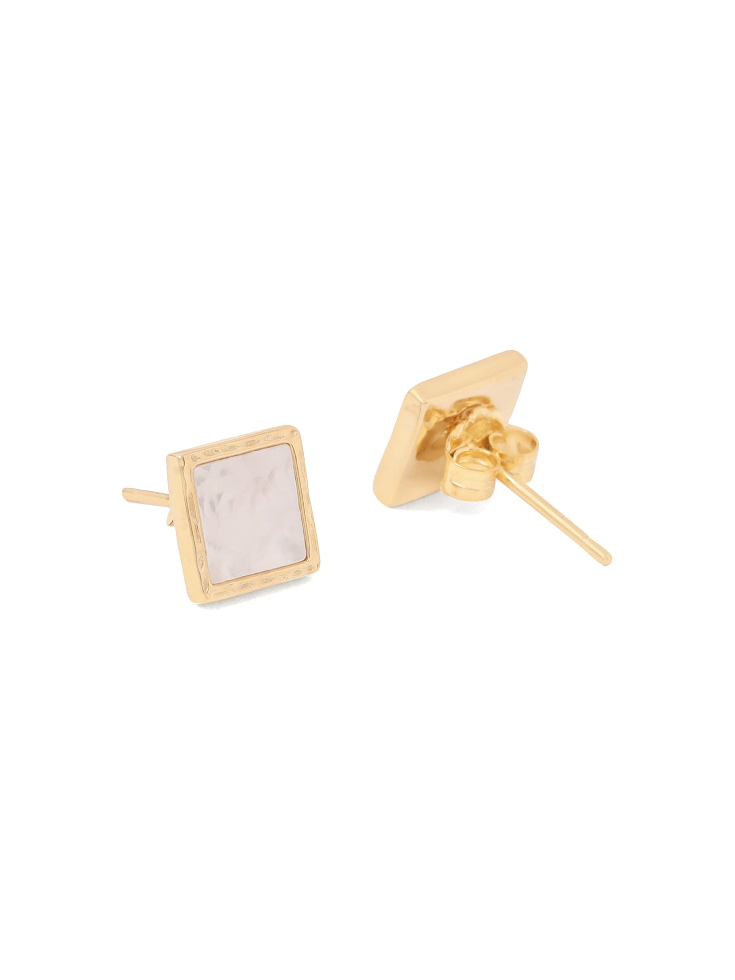 Syra Square Mother of Pearl in 24k Gold 925 Sterling Silver Stud Earrings For Women