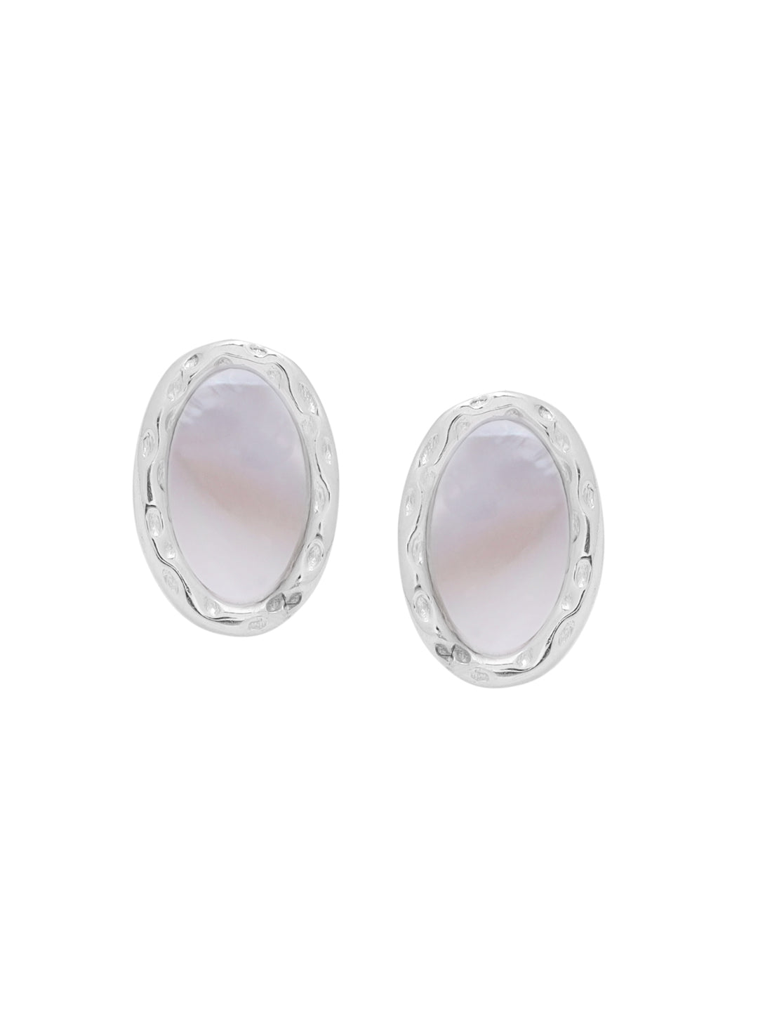 Textured Oval Mother Of Pearl Earrings