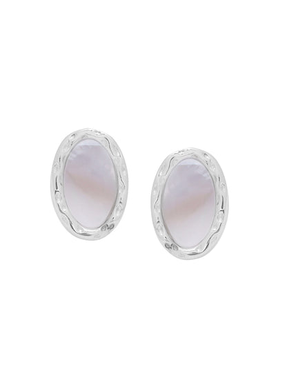 Textured Oval Mother Of Pearl Earrings
