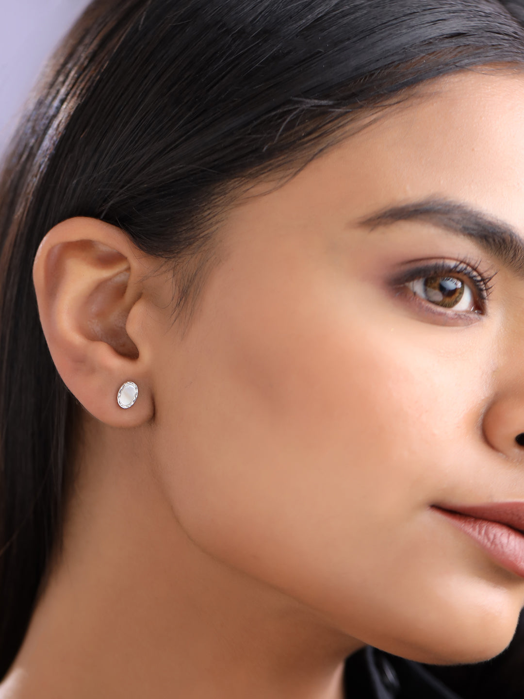 Textured Oval Mother Of Pearl Earrings