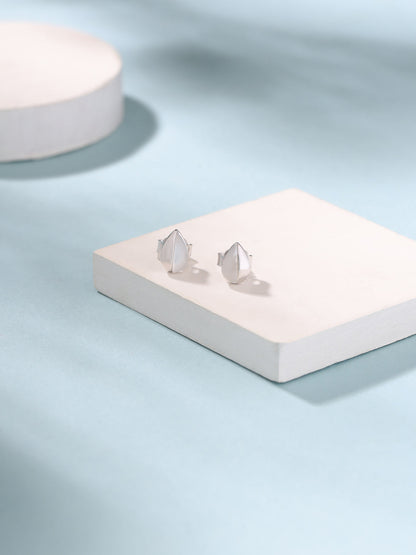 Mother of Pearl Silver Pear-Shaped Syra 925 Sterling Silver Stud Earrings For Women