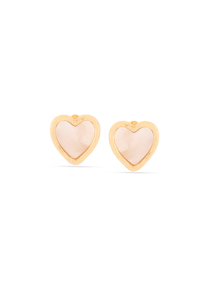 Syra 24k Gold Heart-Shaped Mother of Pearl 925 Sterling Silver Stud Earrings For Women