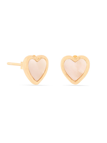 Syra 24k Gold Heart-Shaped Mother of Pearl 925 Sterling Silver Stud Earrings For Women