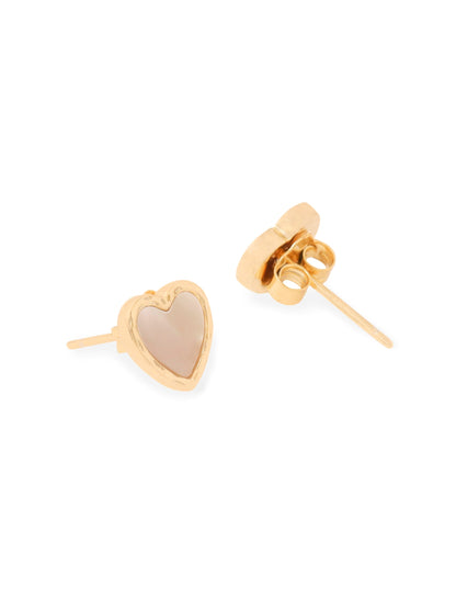 Syra 24k Gold Heart-Shaped Mother of Pearl 925 Sterling Silver Stud Earrings For Women