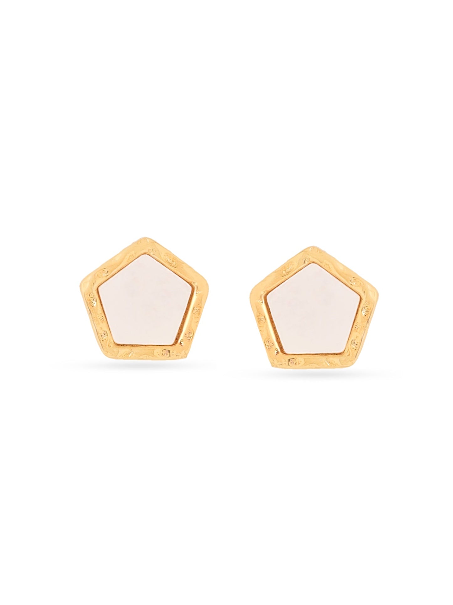 Syra 24k Gold Pentagon 925 Sterling Silver Mother of Pearl Stud Earrings For Women