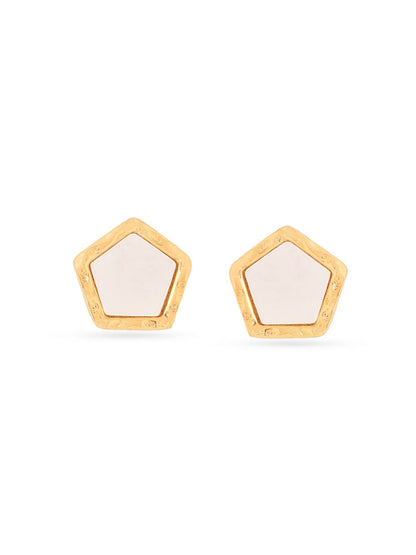 Syra 24k Gold Pentagon 925 Sterling Silver Mother of Pearl Stud Earrings For Women
