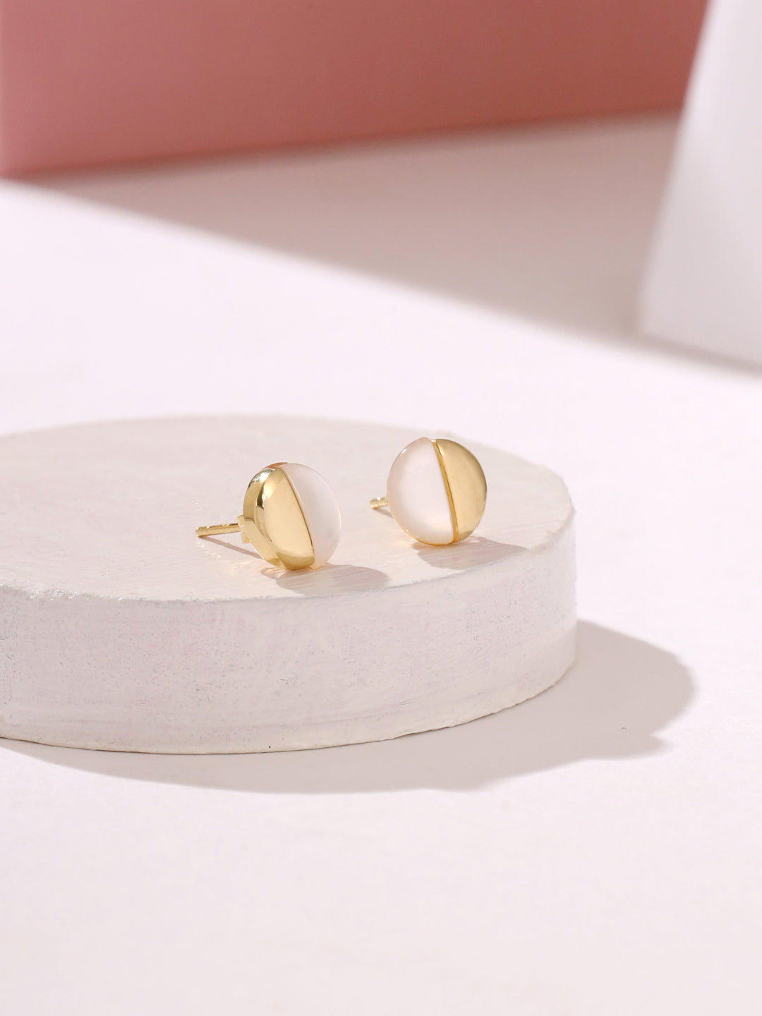 Half Circle Mother Of Pearl Earrings