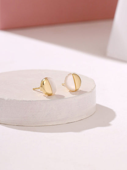 Half Circle Mother Of Pearl Earrings