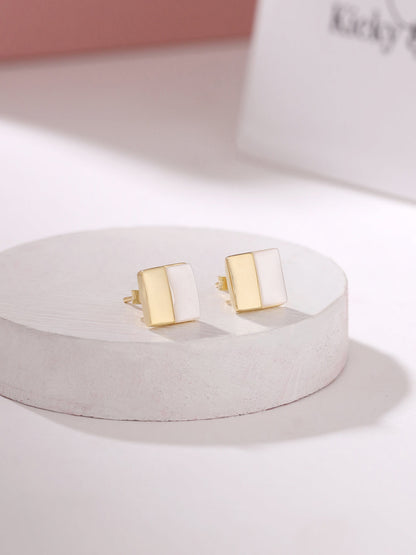 Half Square Mother Of Pearl Earrings