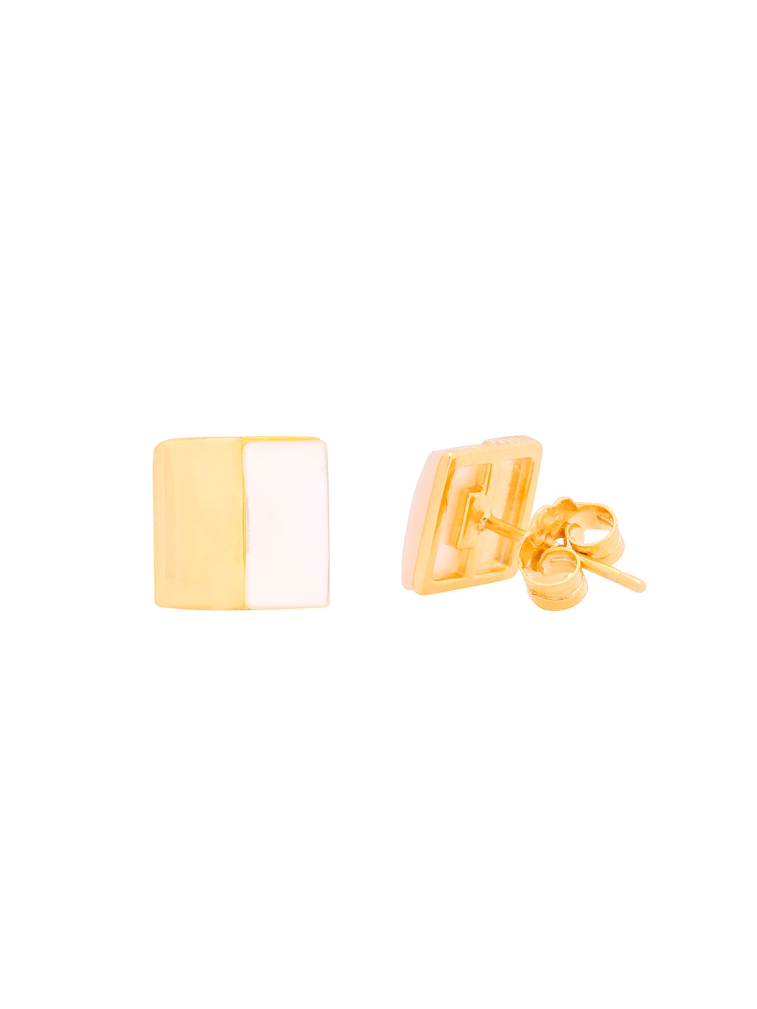 Half Square Mother Of Pearl Earrings