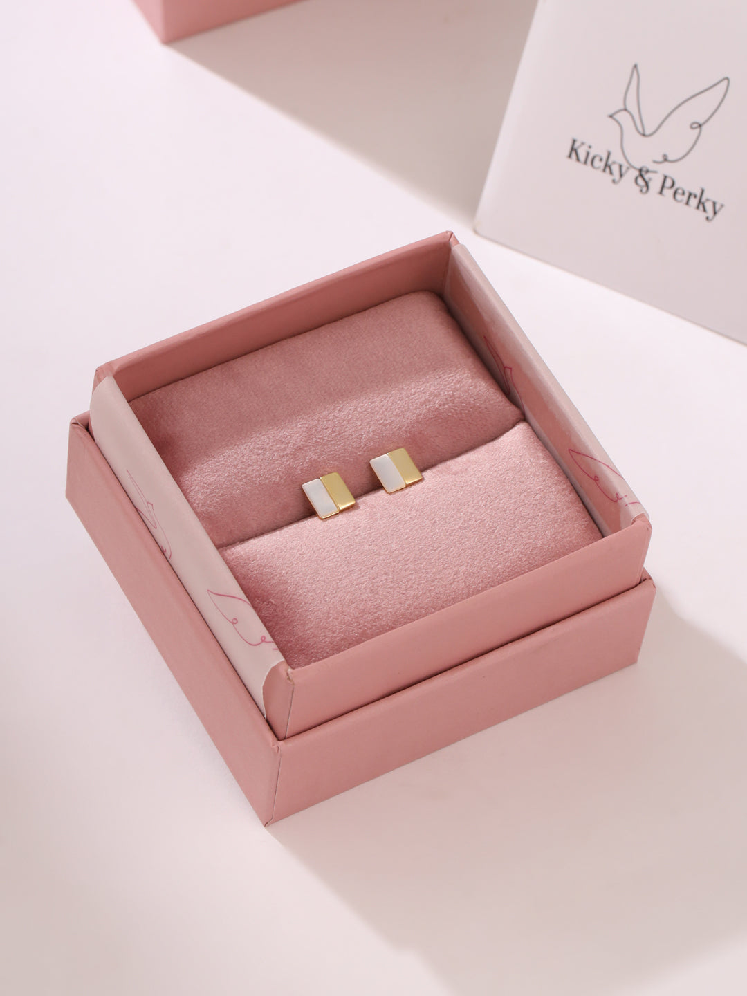 Half Square Mother Of Pearl Earrings