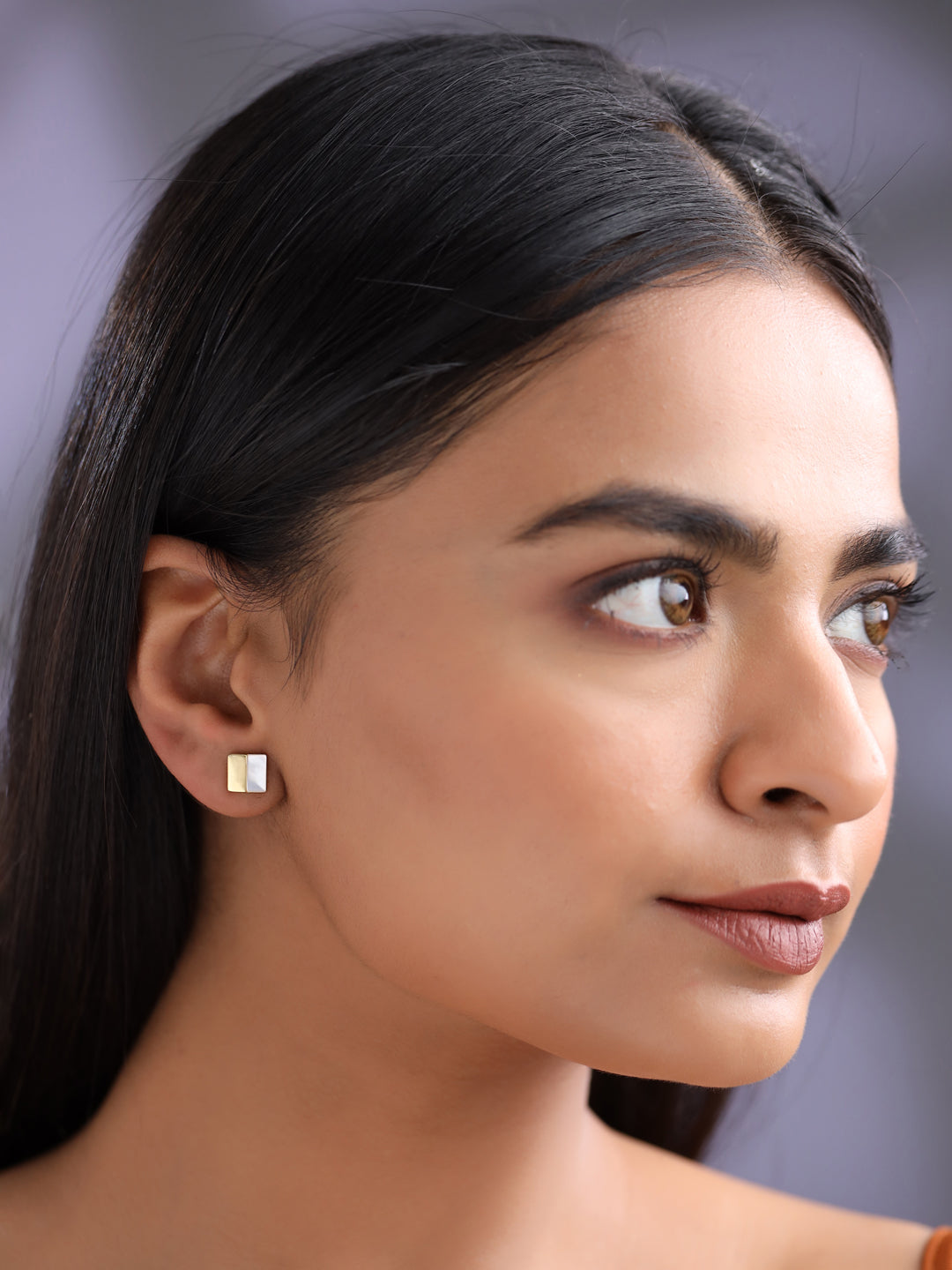 Half Square Mother Of Pearl Earrings